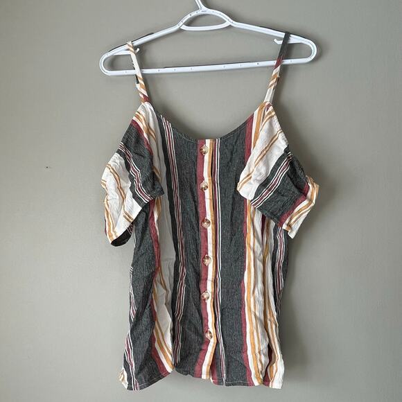 Torrid White / Black / Red / Yellow Cold shoulder Tank Top Size 1 - Picture 13 of 13